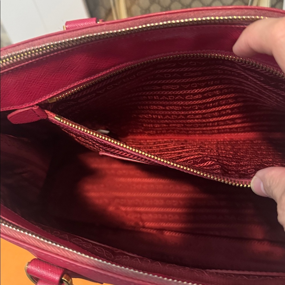 AUTHENTIC Prada Women's Red Leather Satchel - Picture 11 of 15